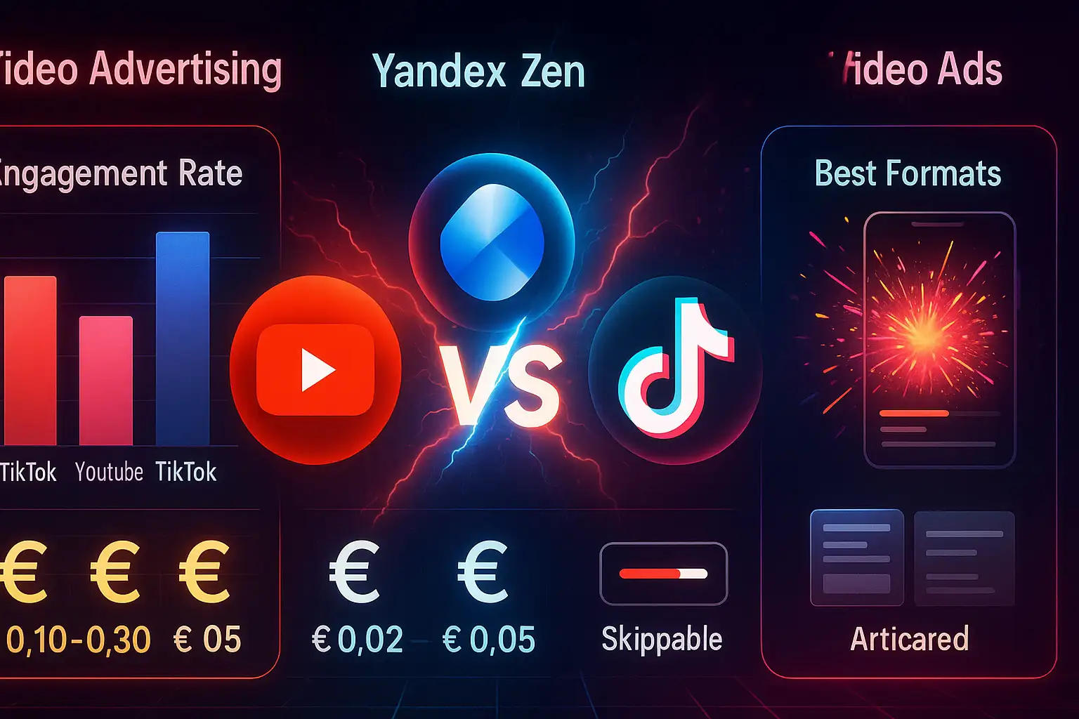 Video-Werbung: YouTube (Google) vs. Yandex Zen vs. TikTok Ads